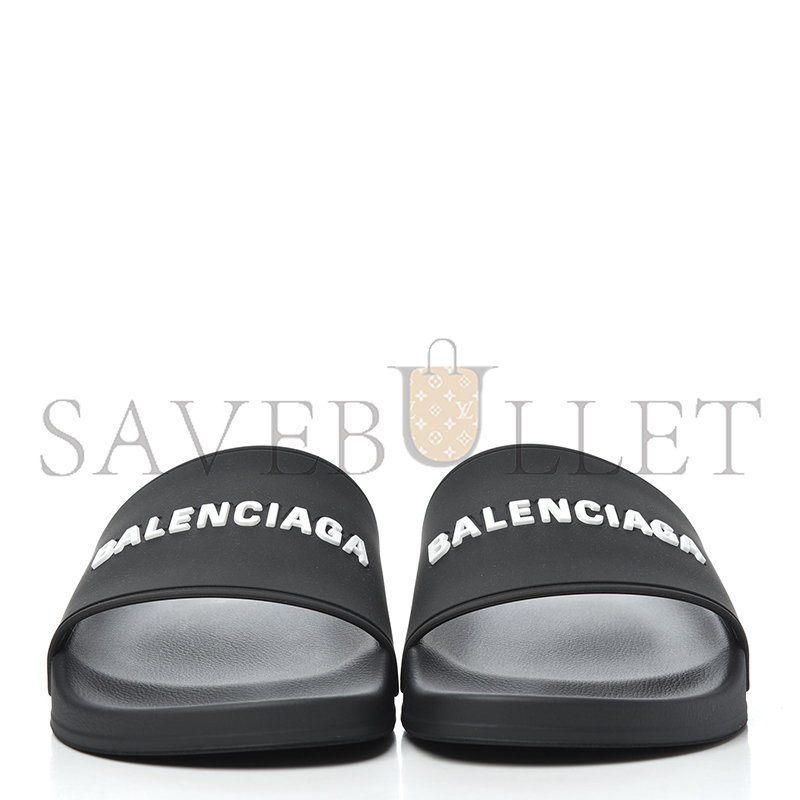 Ba*len*cia*ga pvc logo mens pool slide sandals black